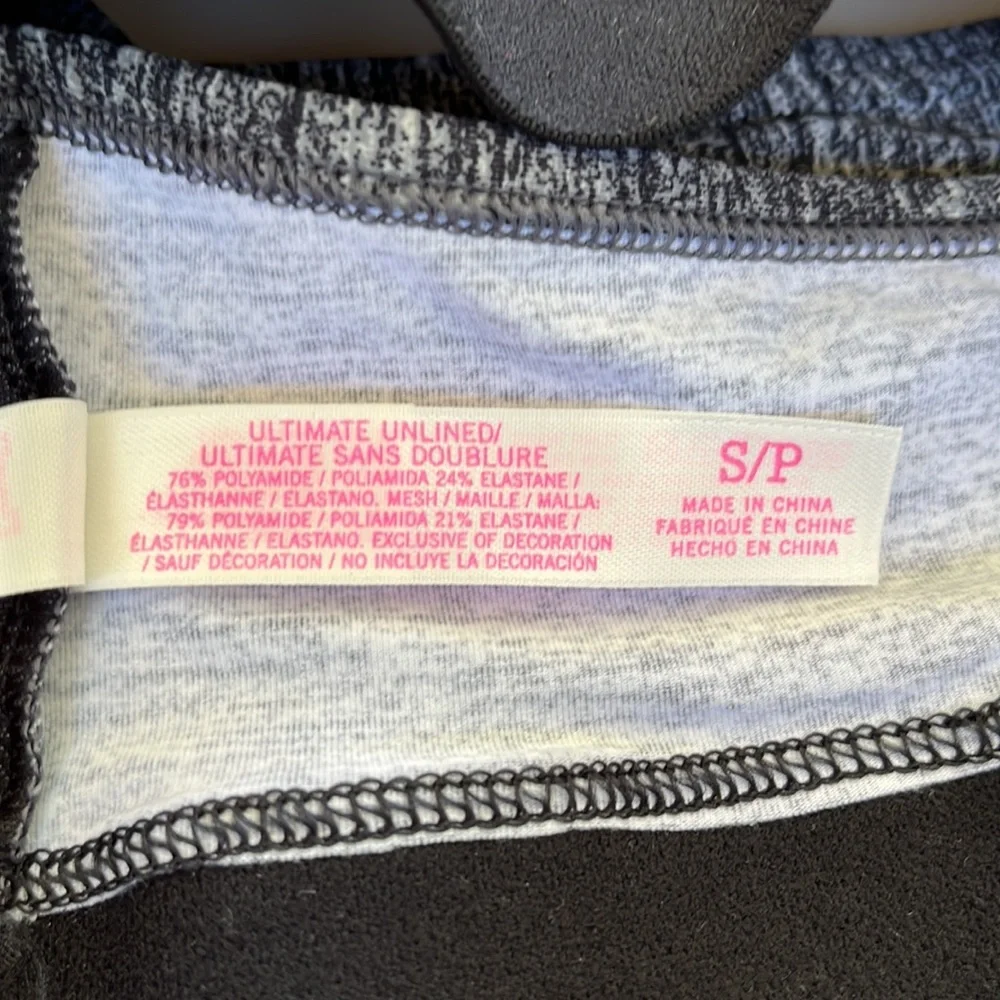 PINK by VS size S sports bra, racer back, gray and black, barely used, E… - Picture 4 of 5